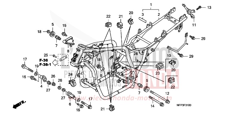 CARROSSERIE DE CHASSIS for CB1300 Super Bold'or PEARL SUNBEAM WHITE (NHA66DF) from 2009